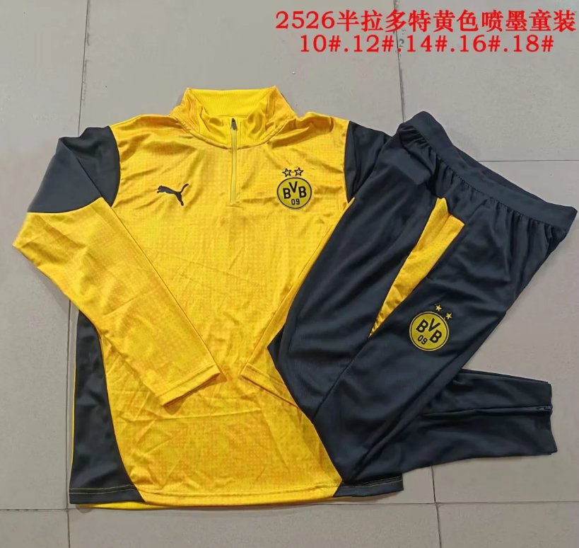 Kids Dortmund 25/26 Tracksuit - Yellow/Grey